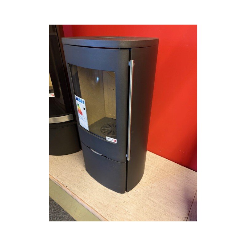 Kaminofen Jydepejsen Senza Stahl - 4 kW - Schwarz, Griffe Edelstahl - AUSSTELLUNGSSTÜCK