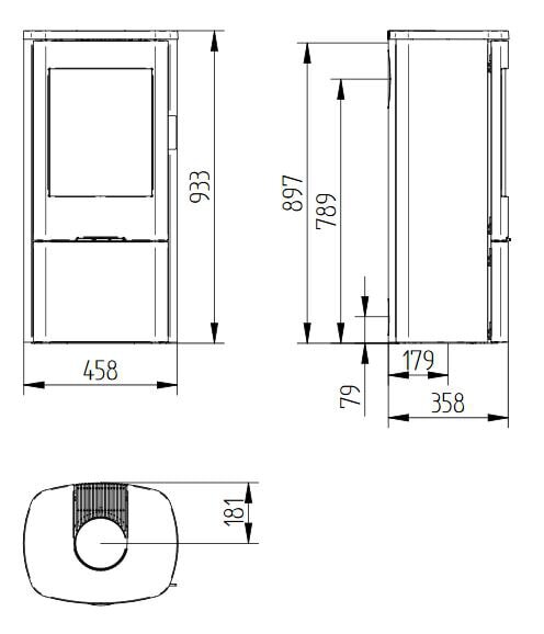 Kaminofen Jydepejsen Senza Stahl - 4 kW - Schwarz, Griffe Edelstahl - AUSSTELLUNGSSTÜCK