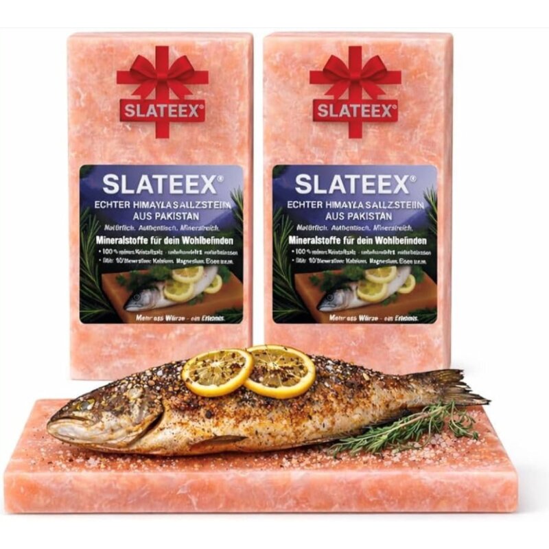Slateex XL Himalaya Salzstein 20 x 10 x 5cm - Doppelpack