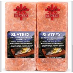 Slateex XL Himalaya Salzstein 20 x 10 x 5cm - Doppelpack