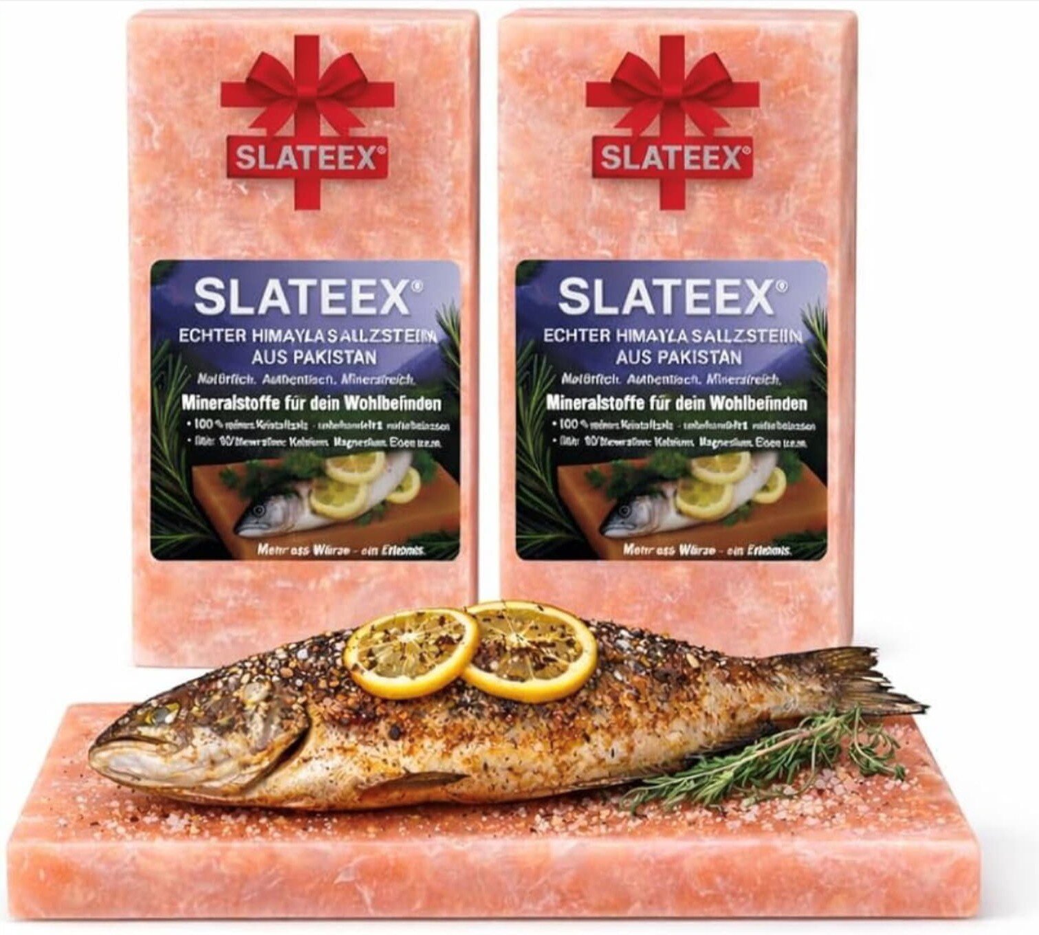 Slateex XL Himalaya Salzstein 20 x 10 x 5cm - Doppelpack