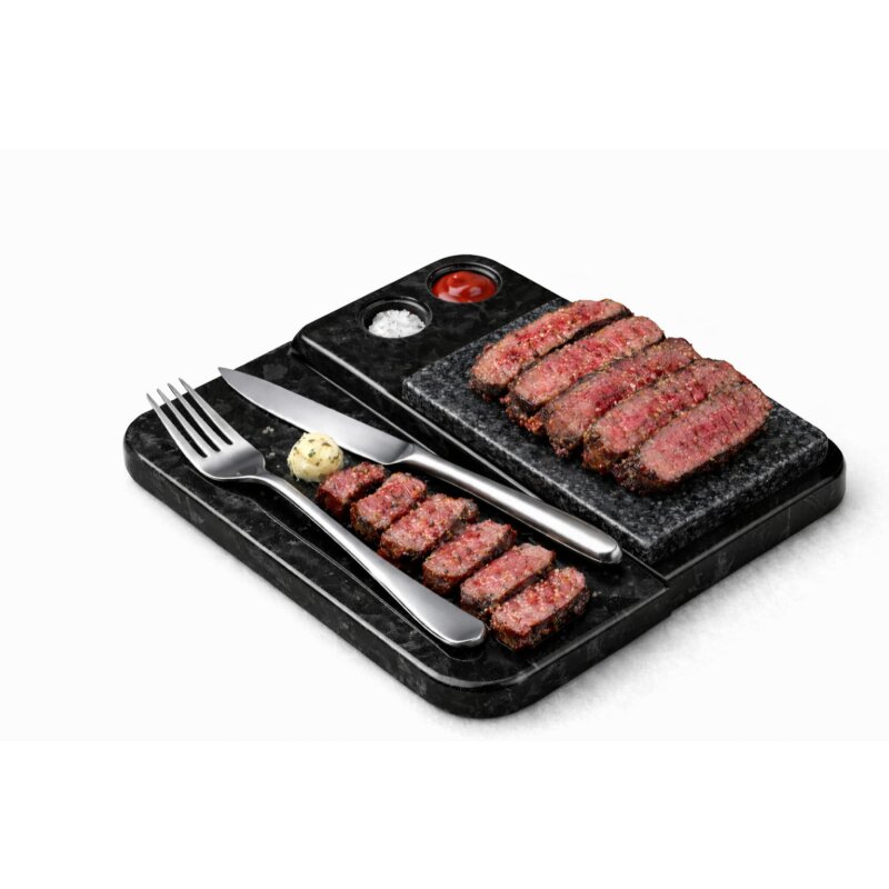 Slateex Premium Steaktablett - heißer Stein aus Granit und Speckstein