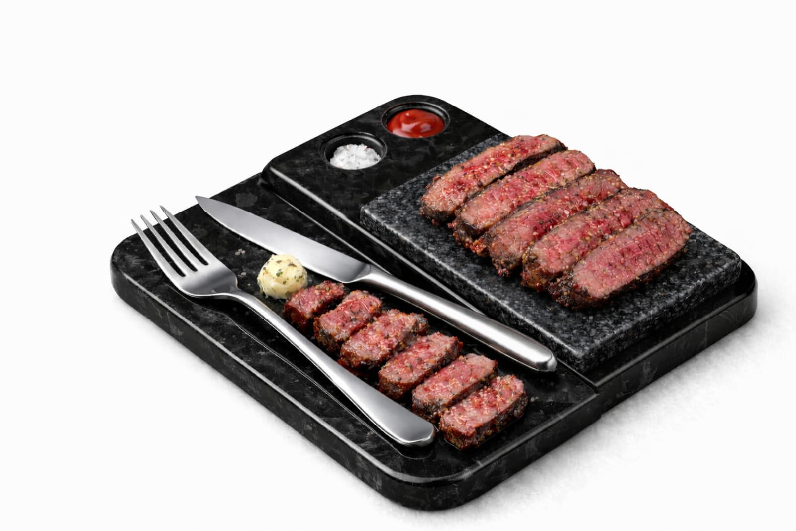Slateex Premium Steaktablett - heißer Stein aus Granit und Speckstein