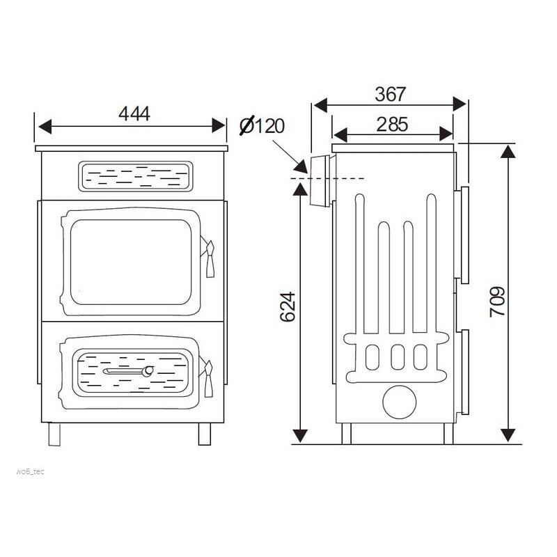 Kaminofen Wamsler Werkstattofen WO 109-6 F/A - Anschluss hinten - 6 kW