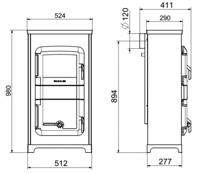 Kaminofen Wamsler RH-8F A/D mit Automatik / Dauerbrand - 8 kW - Naturstein