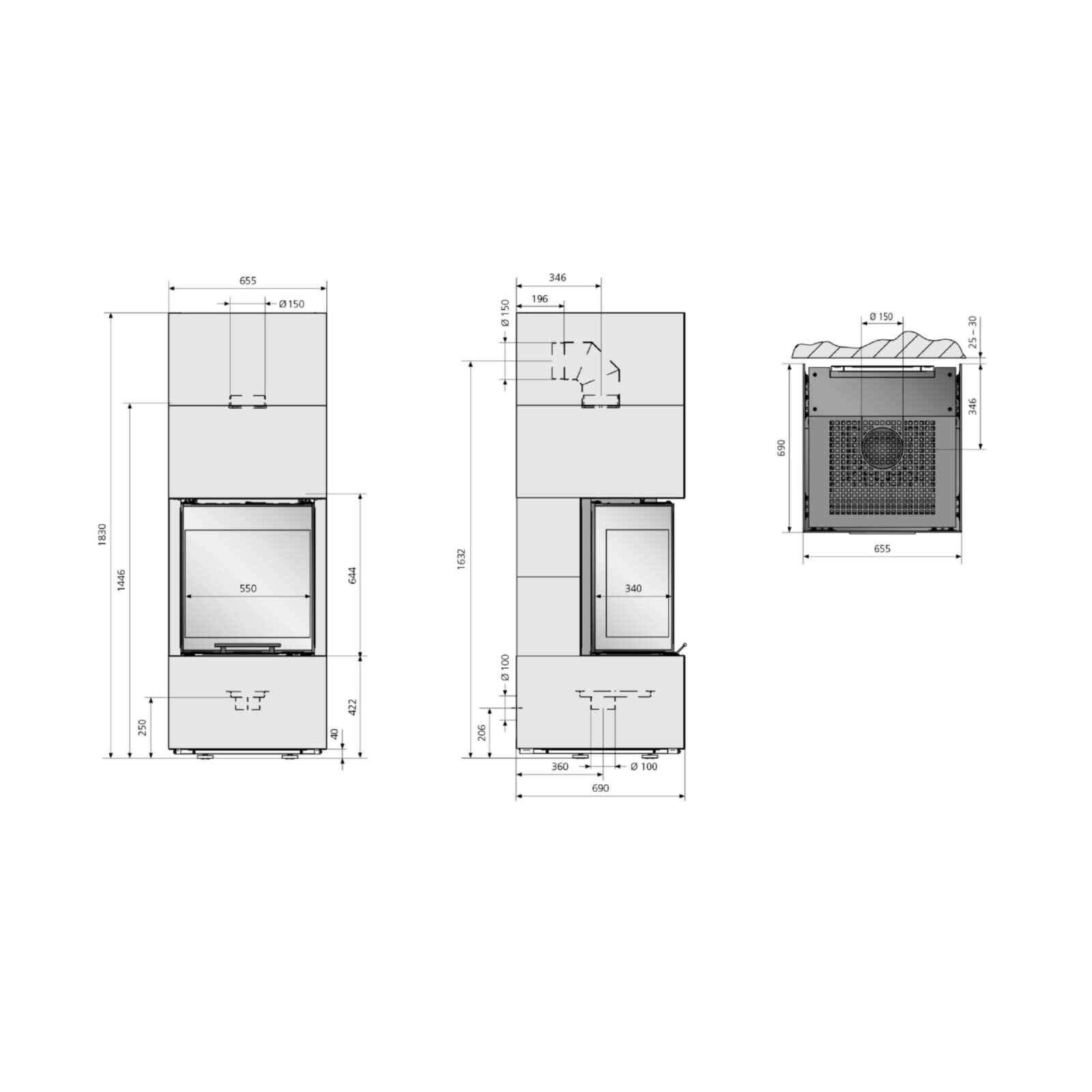 Kaminofen Oranier Bausatz Club UH-550 - 8 kW - conSTONE Schiefer - AUSSTELLUNGSSTÜCK