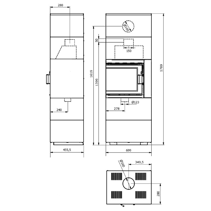 Kaminofen Wamsler Modulo 70 / 180 L links - weiß -  6 KW - AUSSTELLUNGSSTÜCK