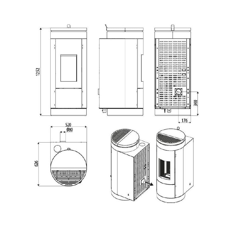 Pelletofen MCZ Wall Air 8 M1- Sockel schwarz - Maestro - 8 kW - AUSSTELLUNGSSTÜCK