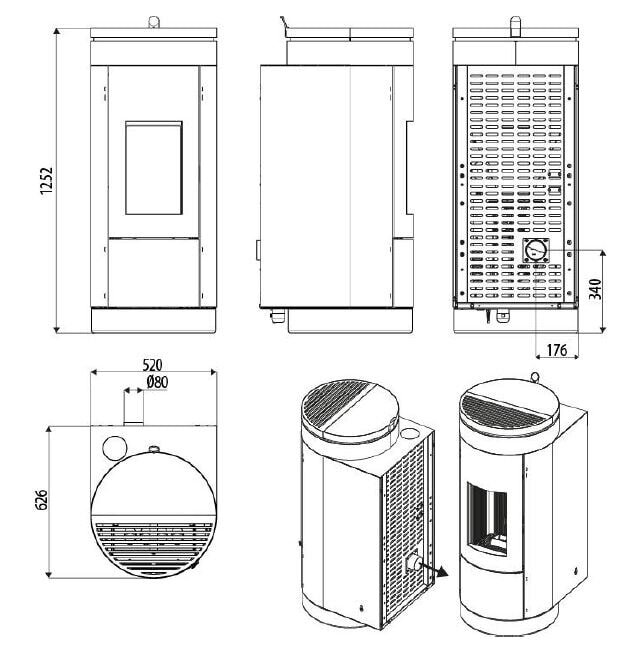 Pelletofen MCZ Wall Air 8 M1- Sockel schwarz - Maestro - 8 kW - AUSSTELLUNGSSTÜCK
