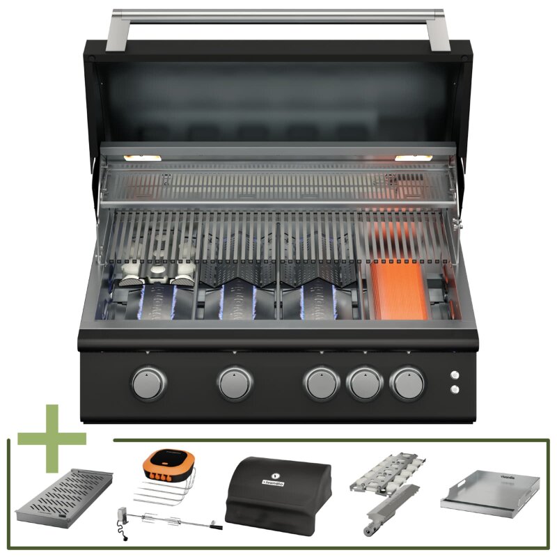 Gas- Einbaugrill Vivandio fyre x -IR Gen2, mattschwarz