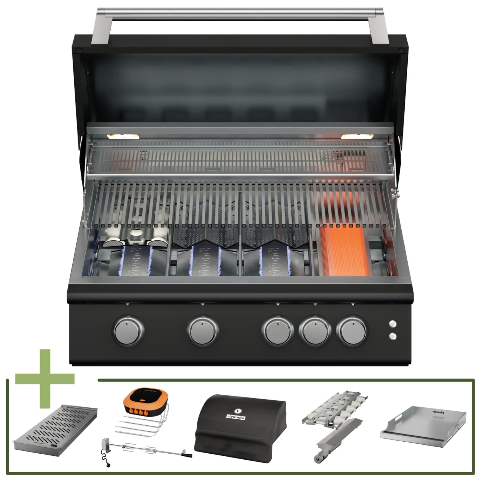 Gas- Einbaugrill Vivandio fyre x -IR Gen2, mattschwarz