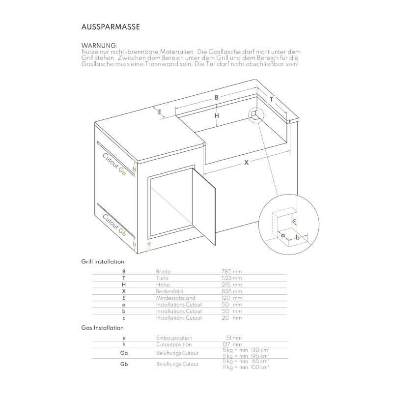 Gas- Einbaugrill Vivandio fyre x Gen2, Edelstahl silber