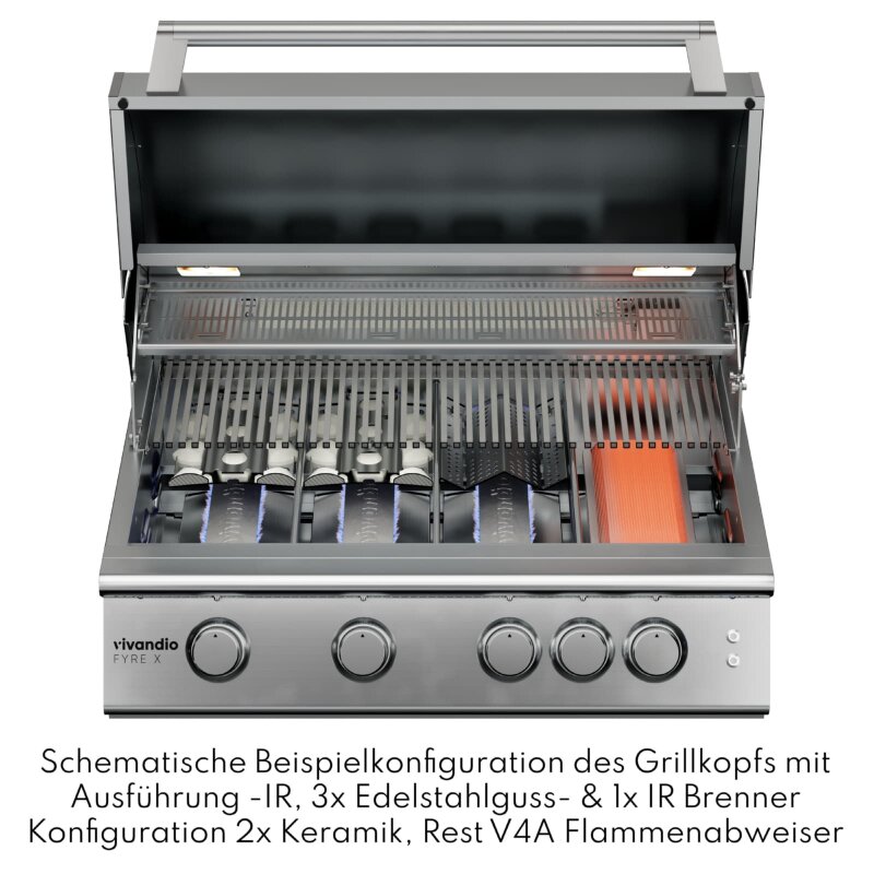 Gas- Einbaugrill Vivandio fyre x Gen2, Edelstahl silber