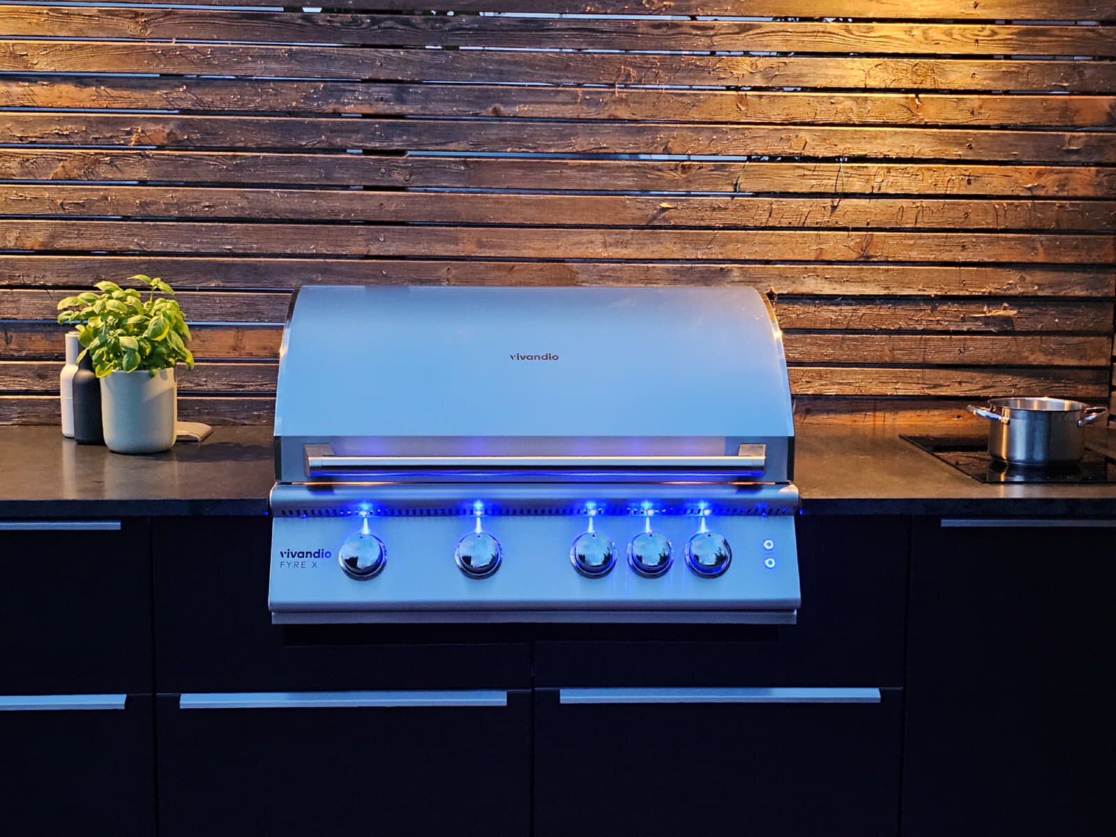 Gas- Einbaugrill Vivandio fyre x Gen2, Edelstahl silber