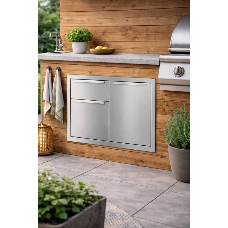 Vivandio Outdoorküche Einbau Schublade- Tür Kombination