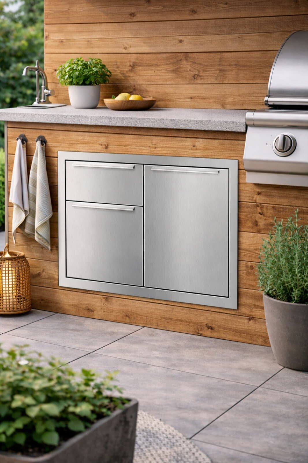 Vivandio Outdoorküche Einbau Schublade- Tür Kombination