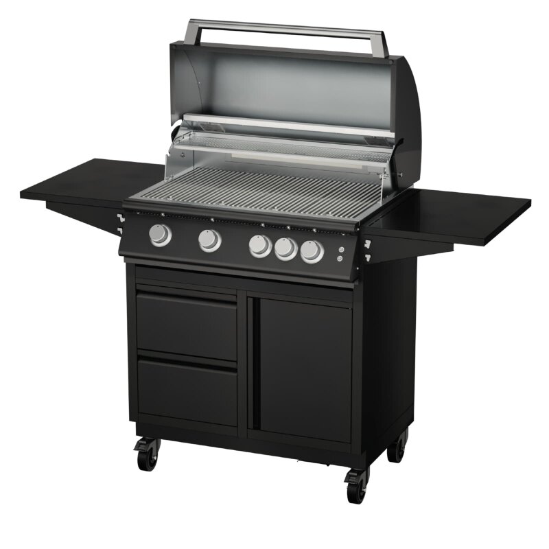 Gasgrill Vivandio fyre x Gen2 mit Grillwagen , mattschwarz