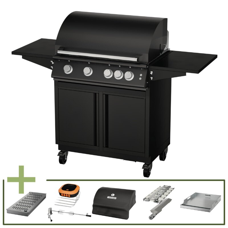 Gasgrill Vivandio fyre x Gen2 mit Grillwagen , mattschwarz