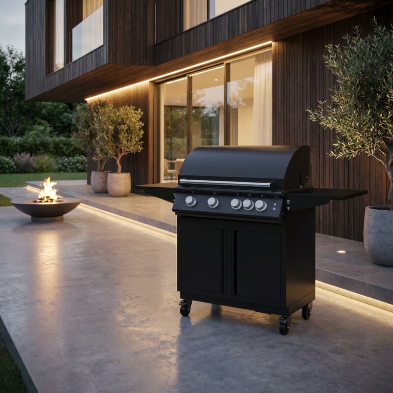 Gasgrill Vivandio fyre x Gen2 mit Grillwagen , mattschwarz