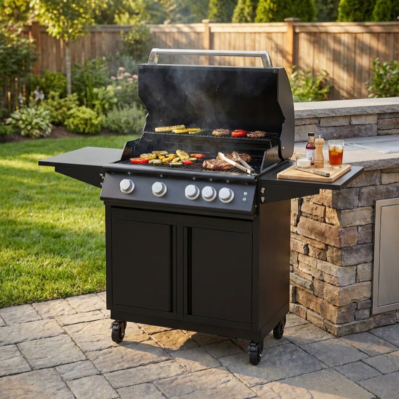 Gasgrill Vivandio fyre x Gen2 mit Grillwagen , mattschwarz