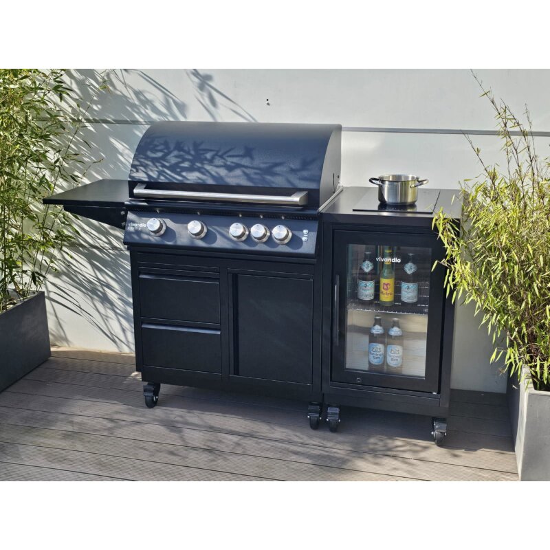 Gasgrill Vivandio fyre x Gen2 mit Grillwagen , mattschwarz