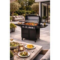 Gasgrill Vivandio fyre x Gen2 mit Grillwagen , mattschwarz