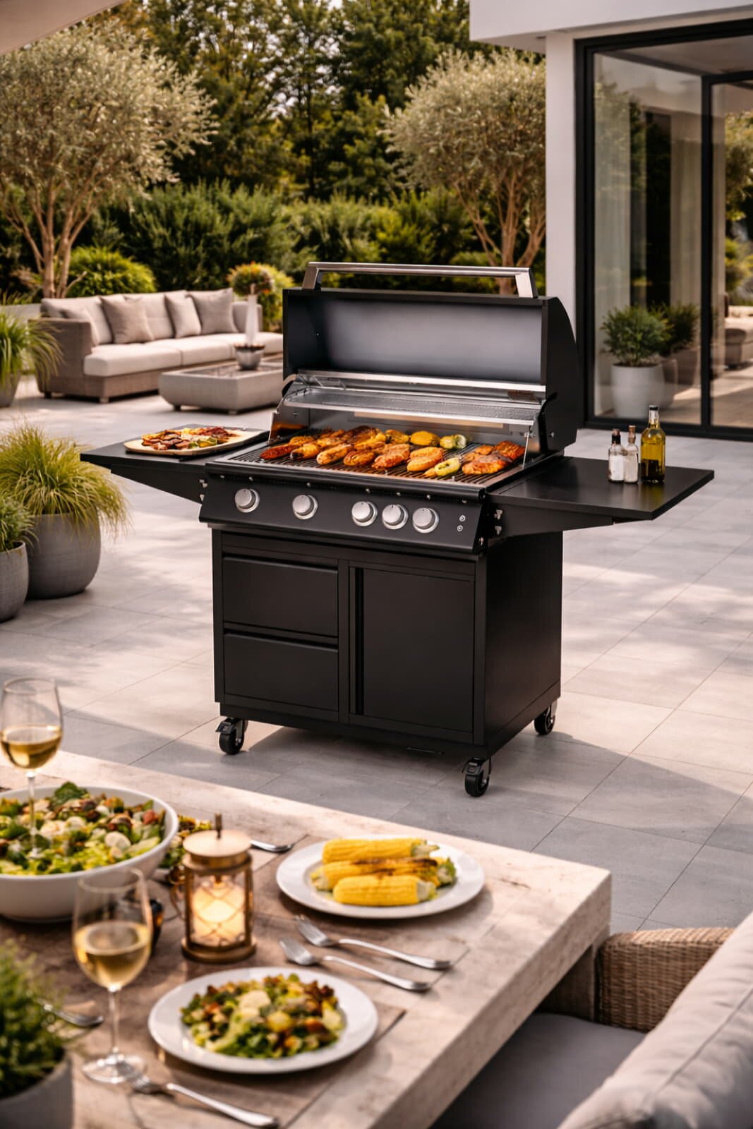 Gasgrill Vivandio fyre x Gen2 mit Grillwagen , mattschwarz