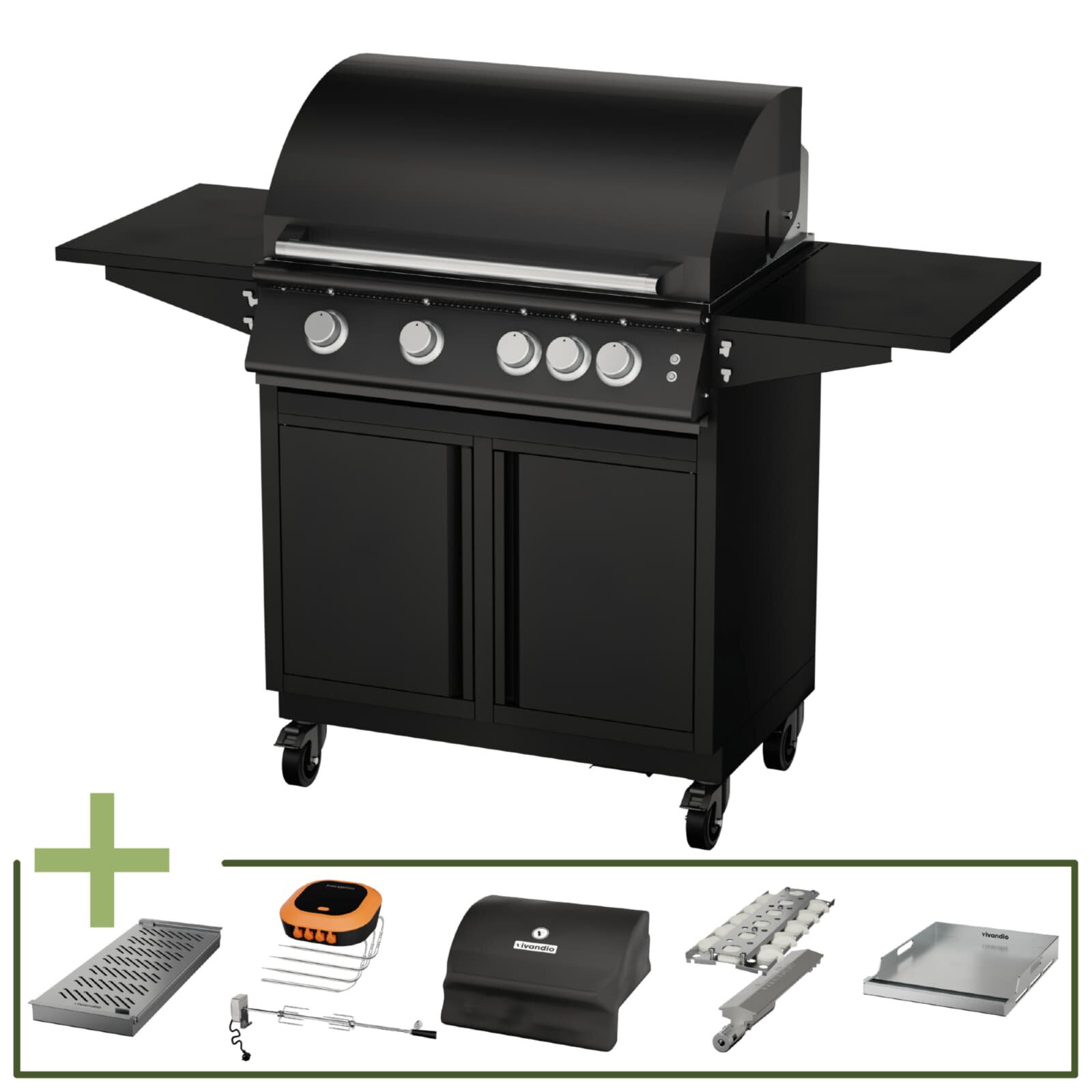 Gasgrill Vivandio fyre x Gen2 mit Grillwagen , mattschwarz
