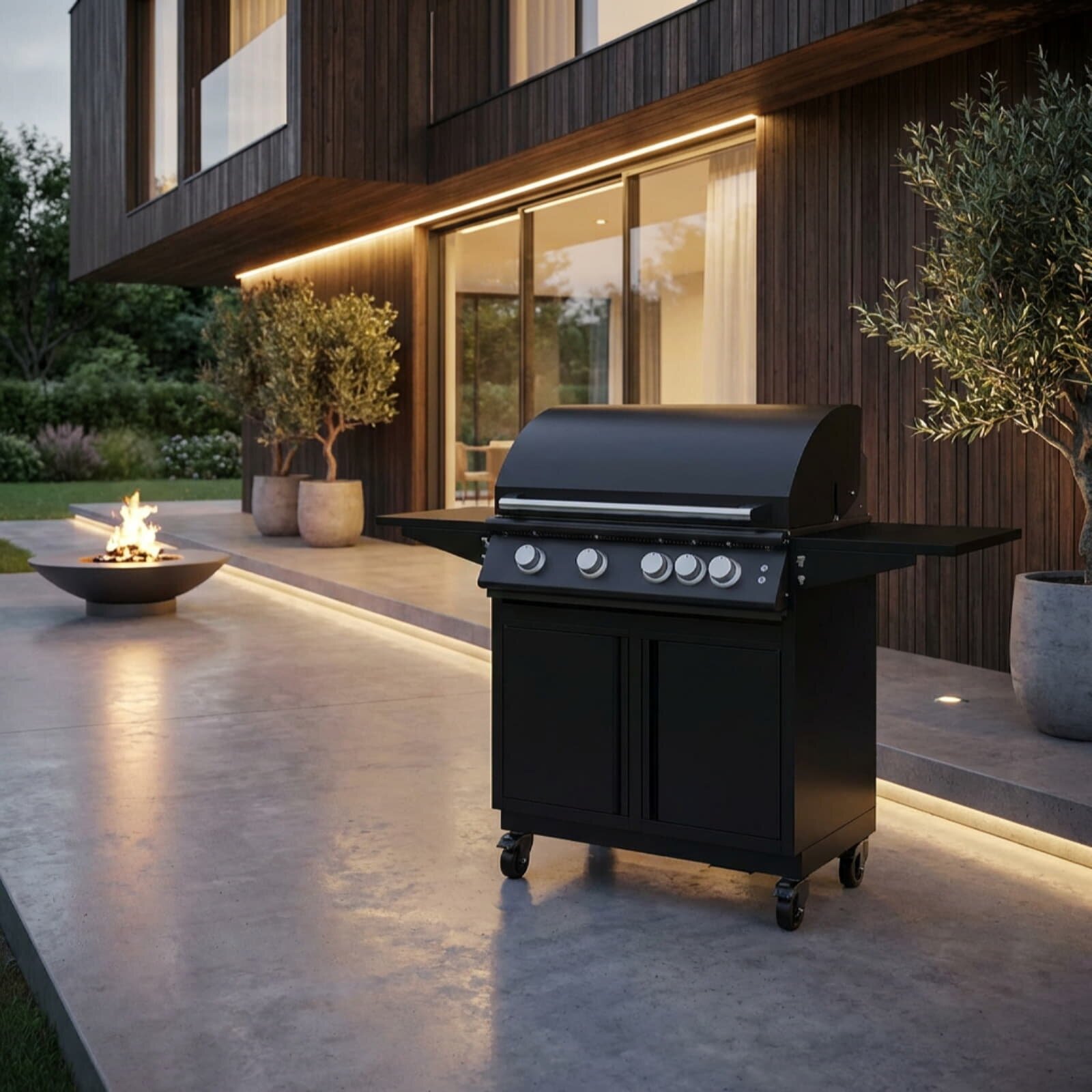 Gasgrill Vivandio fyre x Gen2 mit Grillwagen , mattschwarz