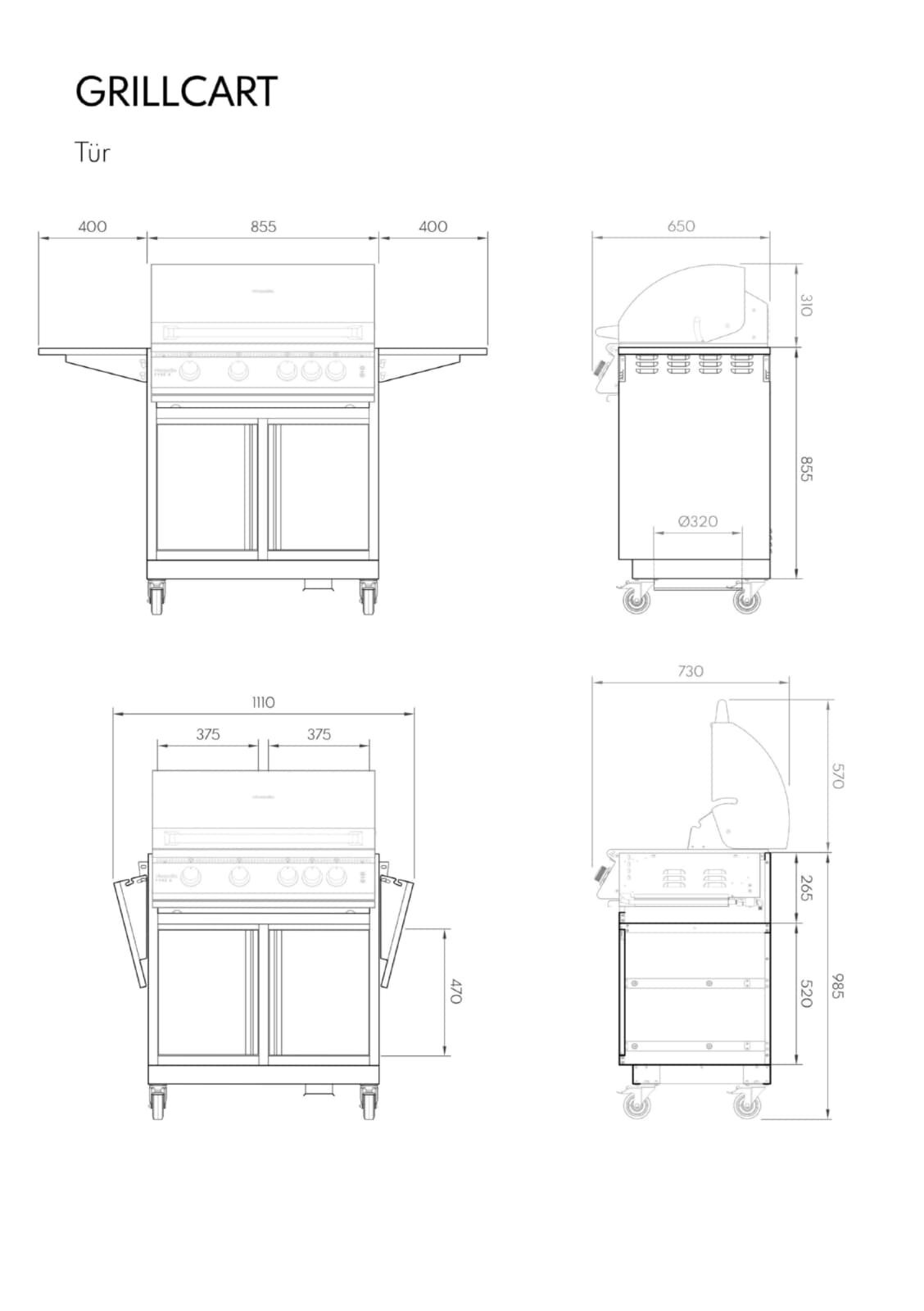 Gasgrill Vivandio fyre x Gen2 mit Grillwagen , mattschwarz