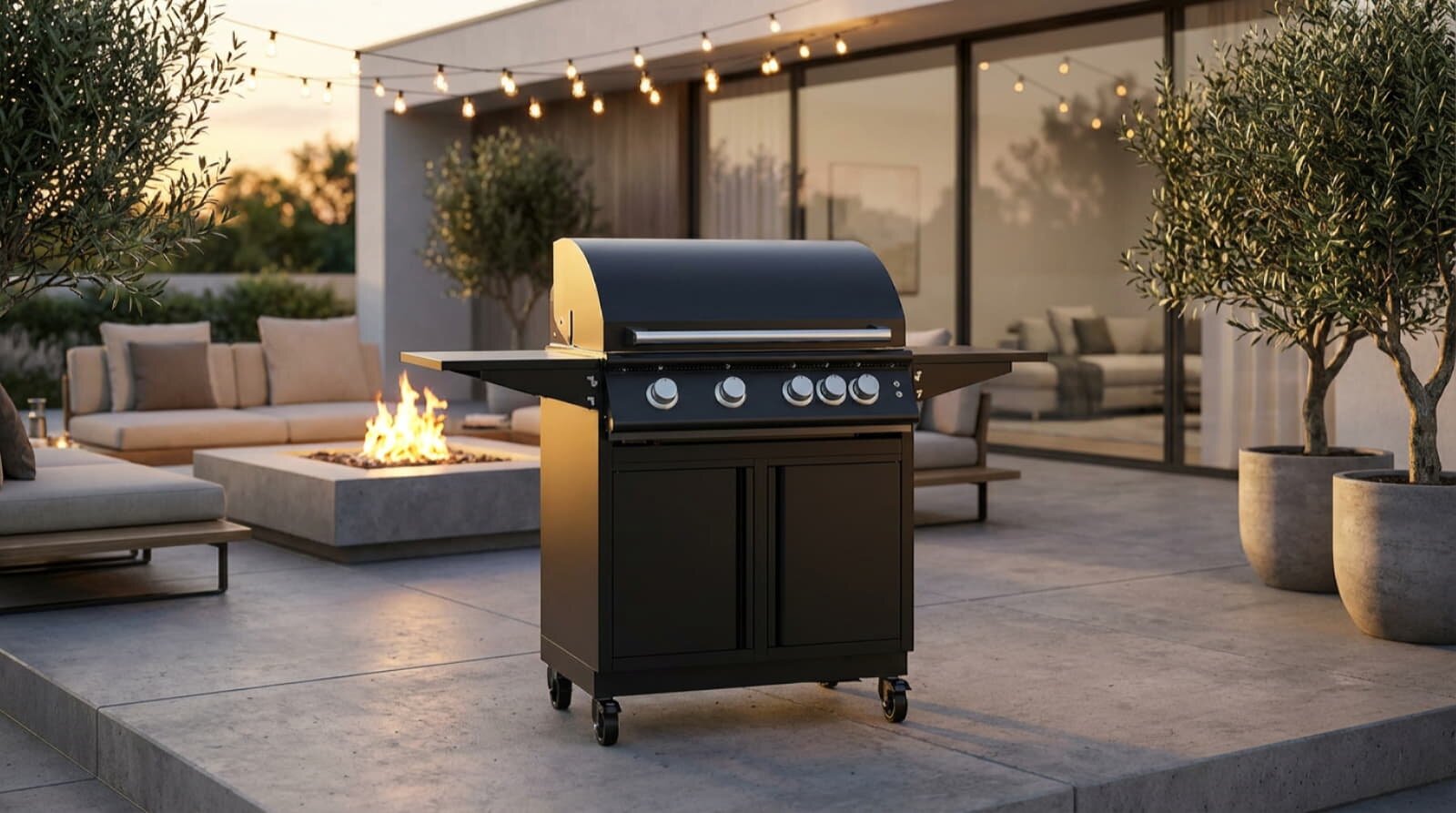 Gasgrill Vivandio fyre x Gen2 mit Grillwagen , mattschwarz