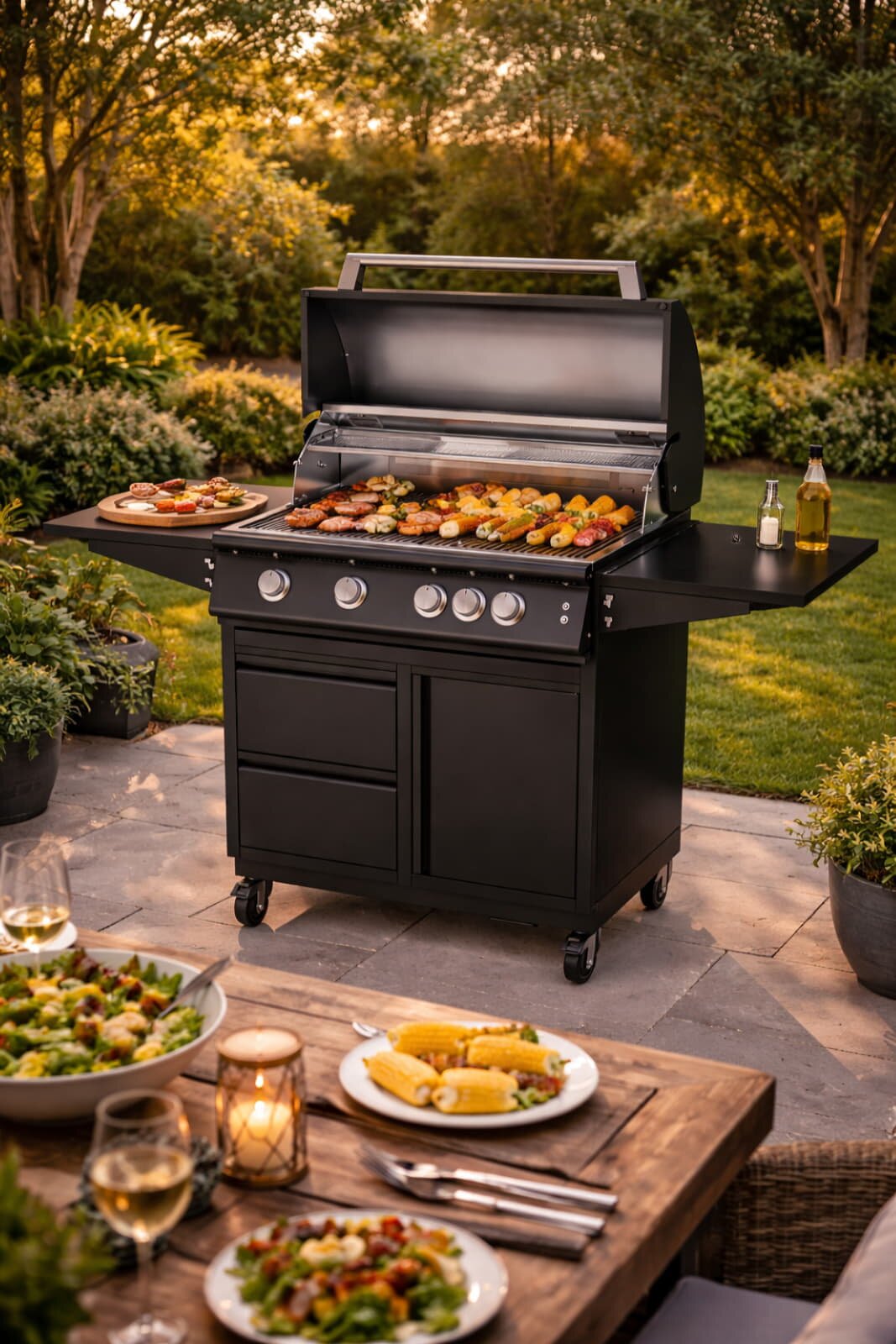 Gasgrill Vivandio fyre x Gen2 mit Grillwagen , mattschwarz