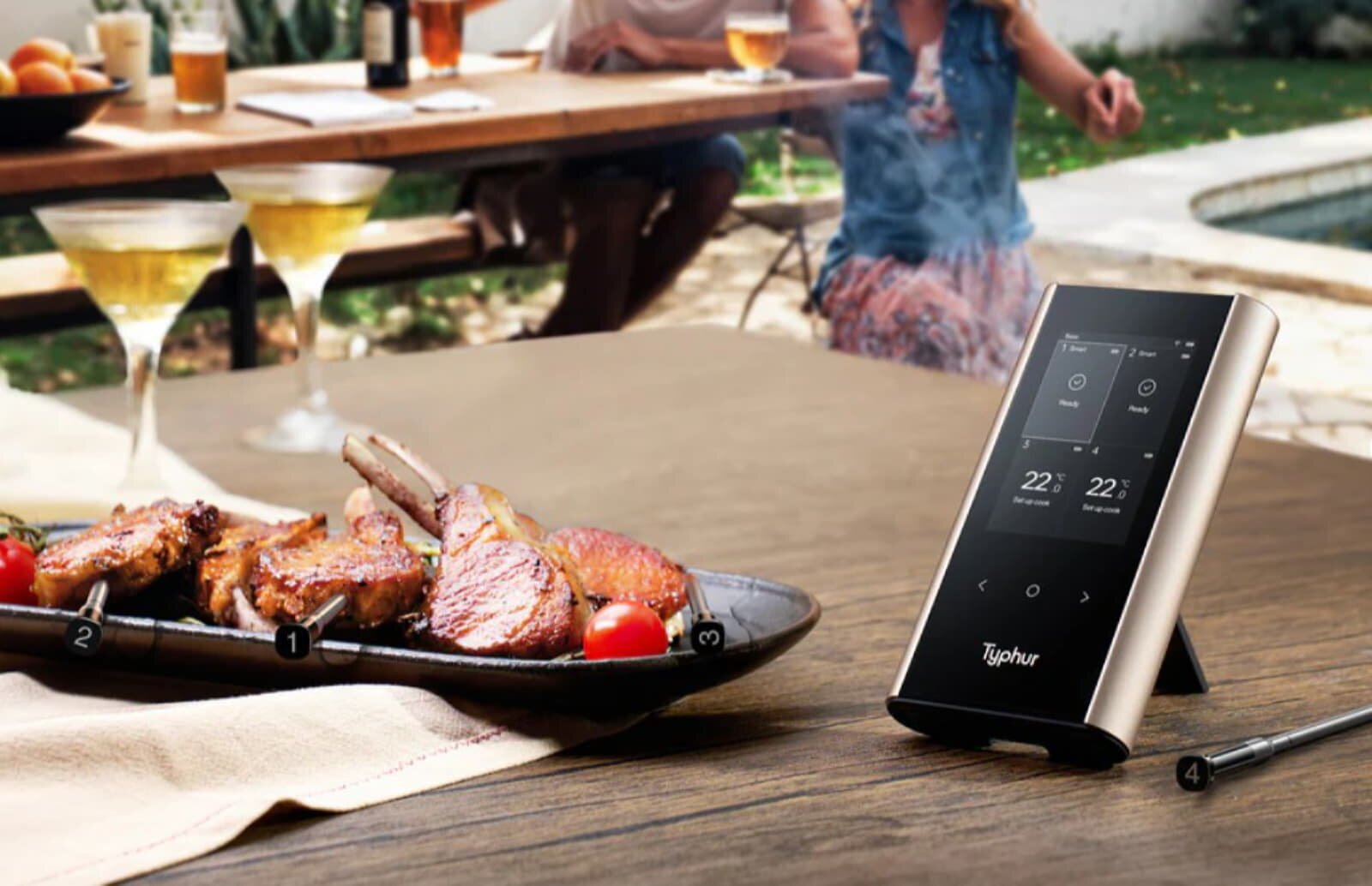 Typhur Sync Gold Quad - kabelloses  Fleischthermometer mit 4 Sonden - wireless
