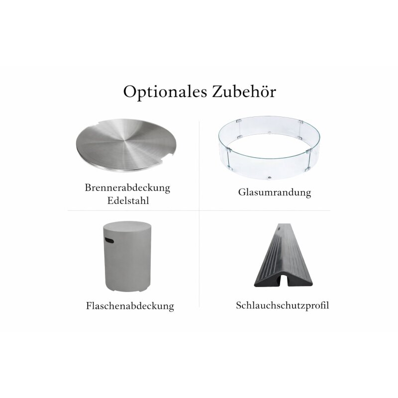 Loungetisch mit Gas Feuerstelle Elementi Lunar Bowl, dunkelgrau