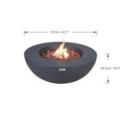 Loungetisch mit Gas Feuerstelle Elementi Lunar Bowl, dunkelgrau