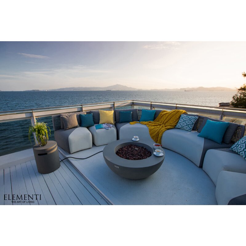 Loungetisch mit Gas Feuerstelle Elementi Lunar Bowl, hellgrau