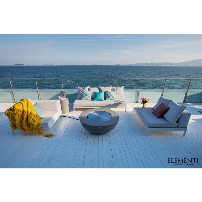 Loungetisch mit Gas Feuerstelle Elementi Lunar Bowl, hellgrau