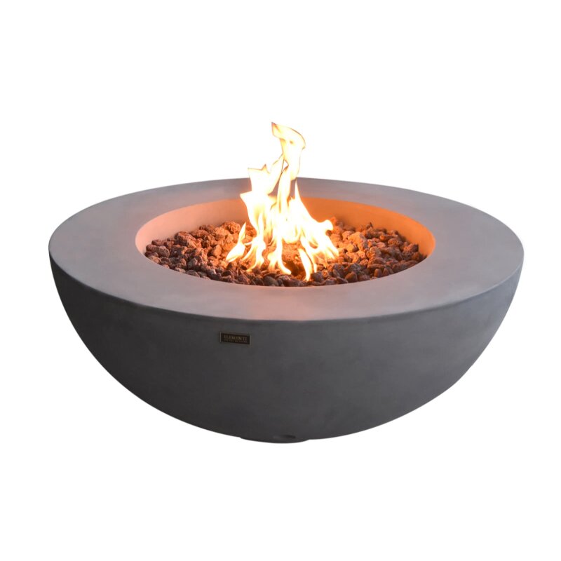 Loungetisch mit Gas Feuerstelle Elementi Lunar Bowl, hellgrau