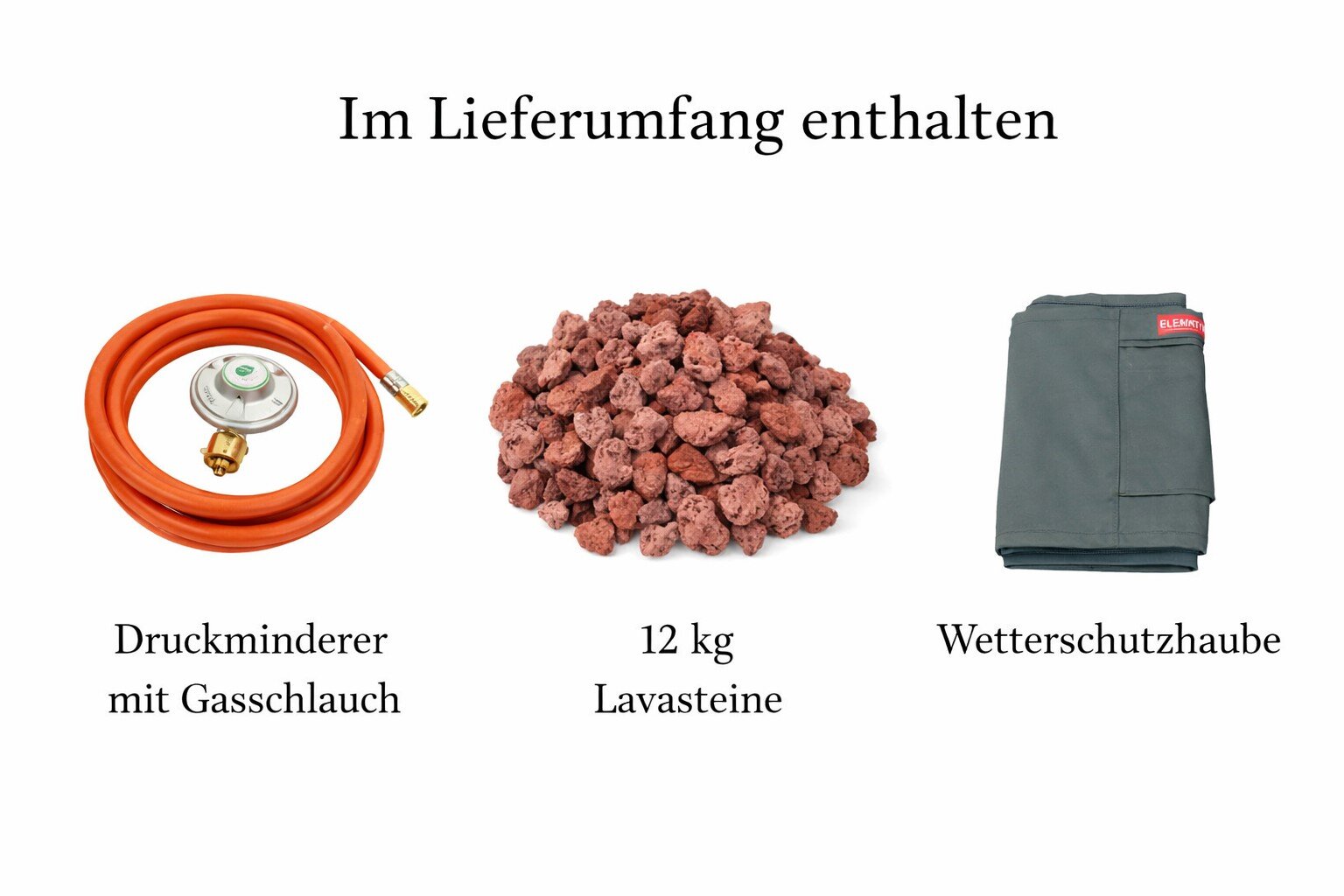Loungetisch mit Gas Feuerstelle Elementi Lunar Bowl, hellgrau
