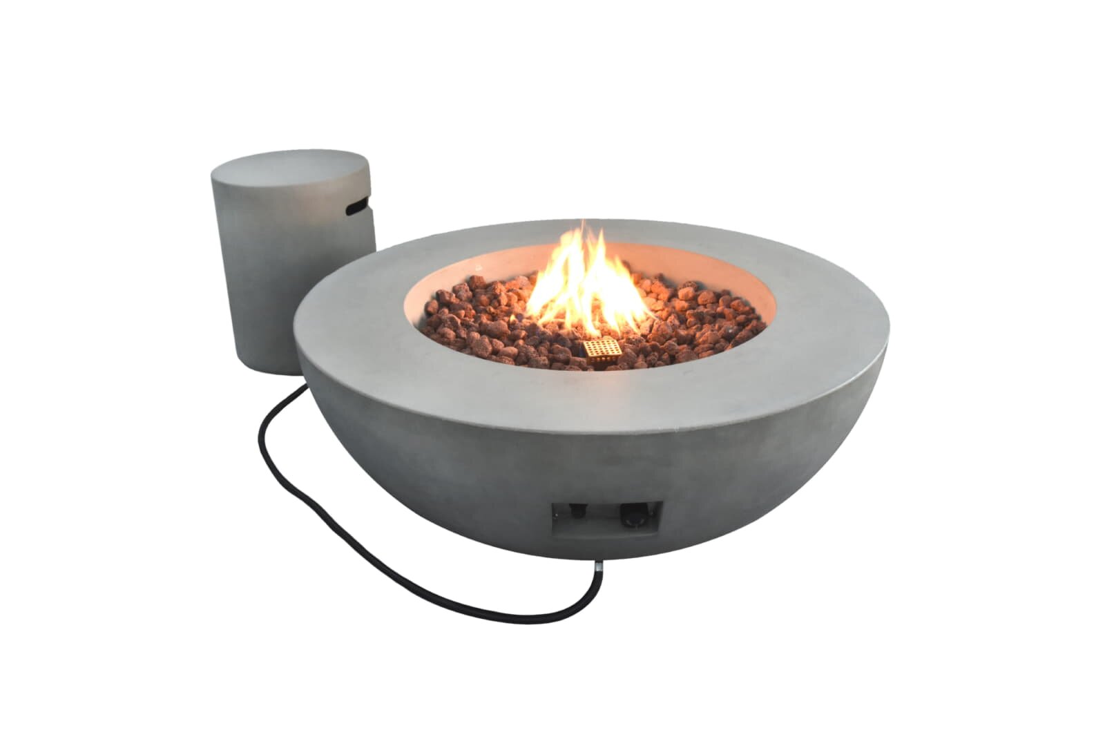 Loungetisch mit Gas Feuerstelle Elementi Lunar Bowl, hellgrau