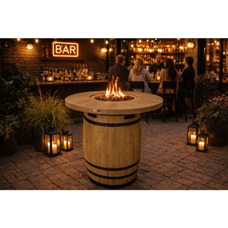 Fass- Stehtisch mit Gas- Feuerstelle Elementi Bar Table Lafite