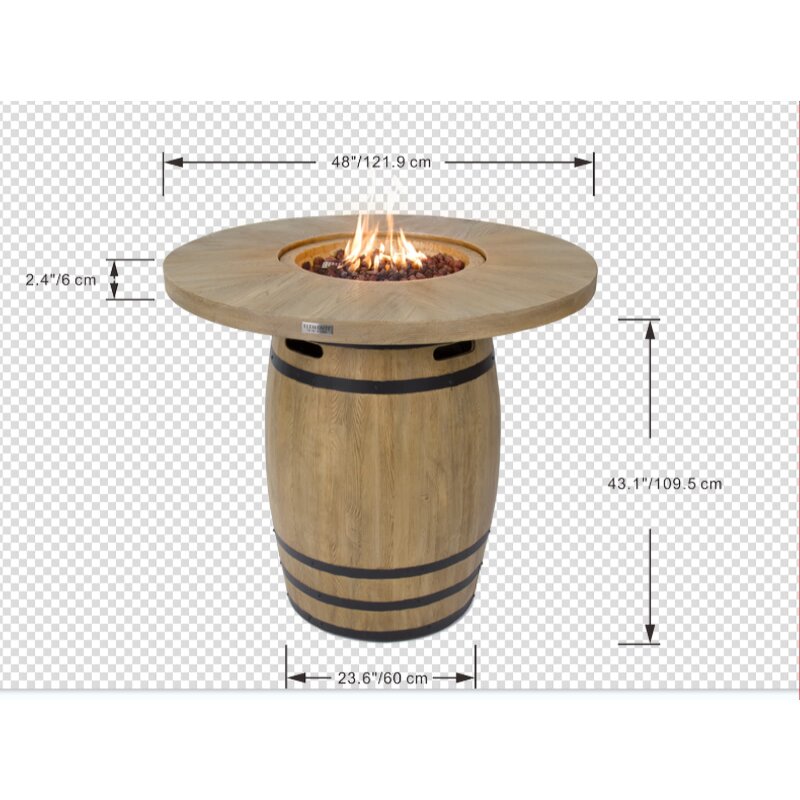 Fass- Stehtisch mit Gas- Feuerstelle Elementi Bar Table Lafite