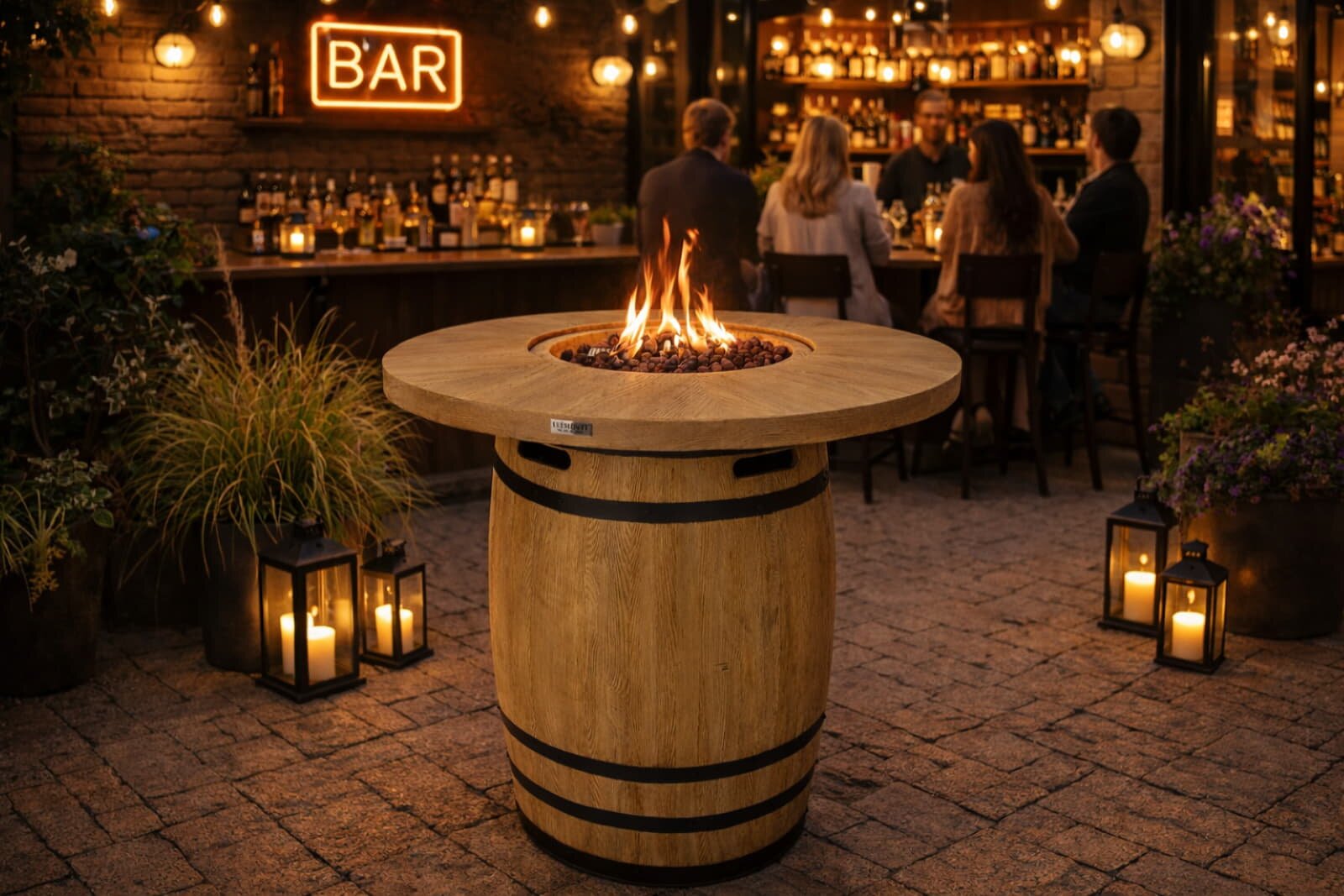 Fass- Stehtisch mit Gas- Feuerstelle Elementi Bar Table Lafite