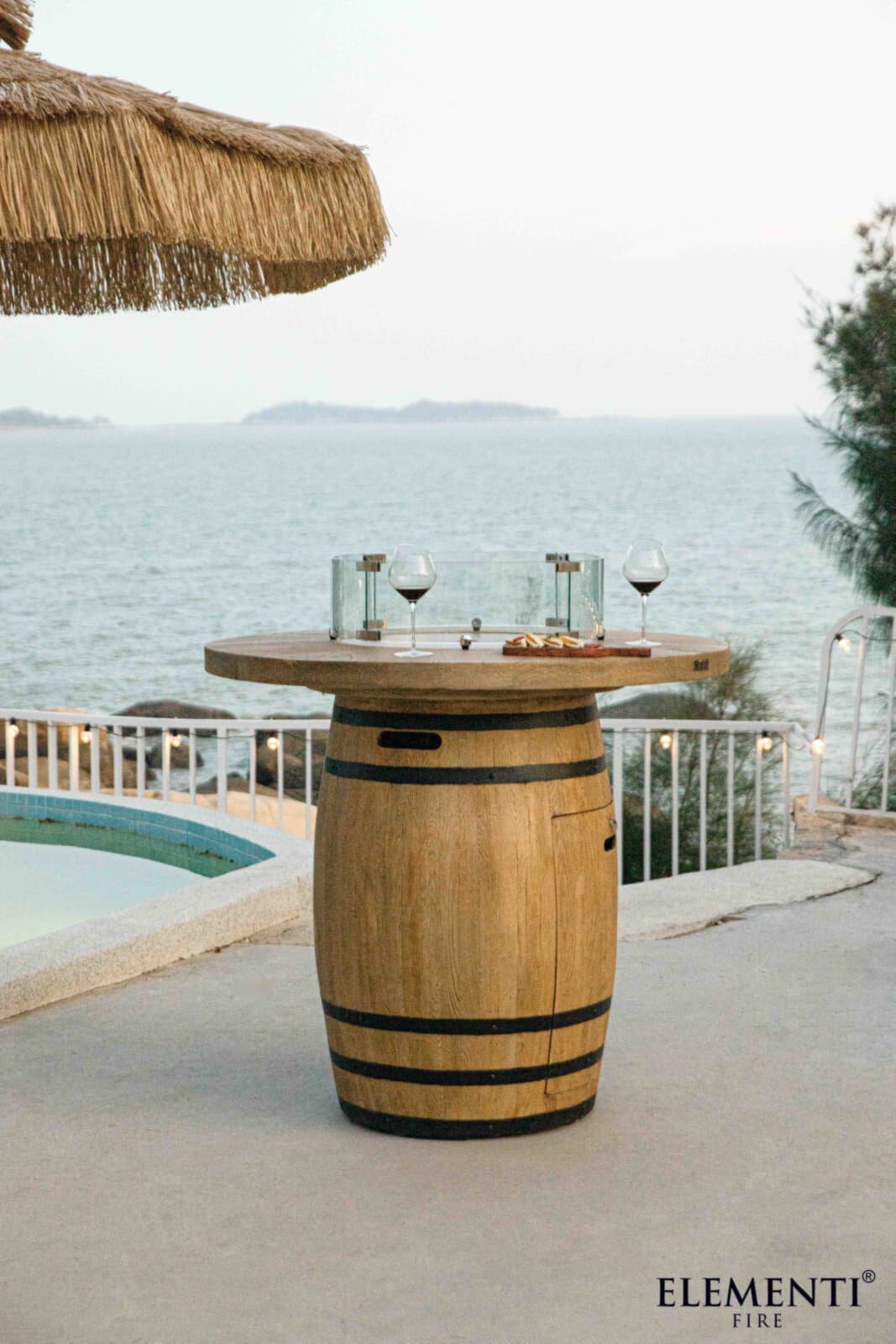 Fass- Stehtisch mit Gas- Feuerstelle Elementi Bar Table Lafite