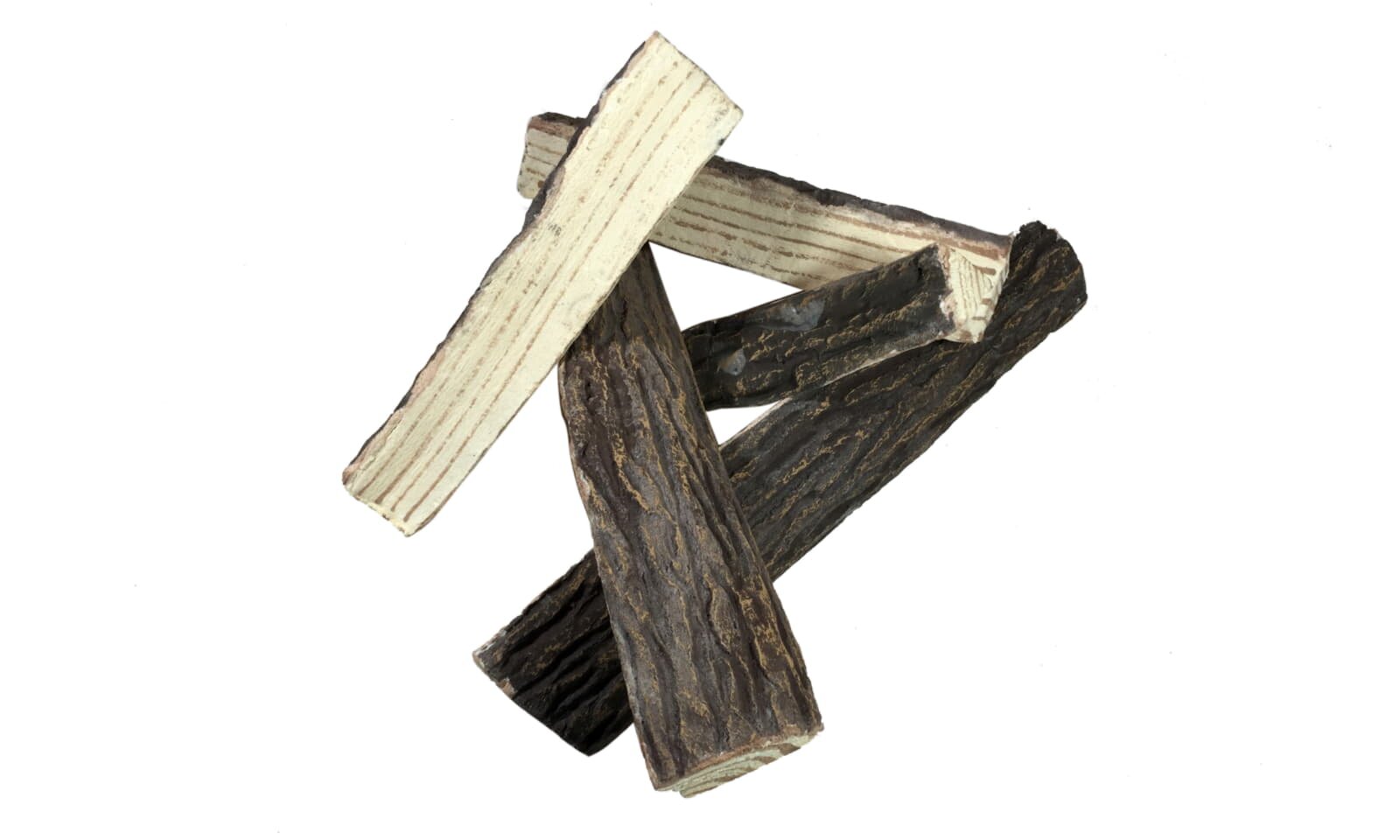 Elementi keramische Kaminholzscheite in Spaltholzoptik für Feuerstellen - 5 Stück