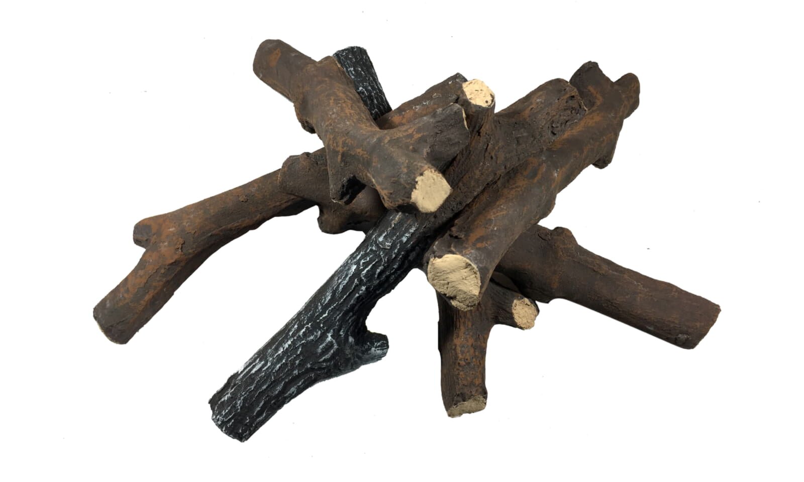 Elementi keramische Kaminholzscheite in Reisig- Optik für Feuerstellen - 6 Stück