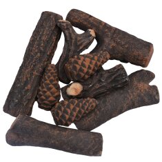 Elementi keramische Kaminholzscheite in Kiefernholz-...