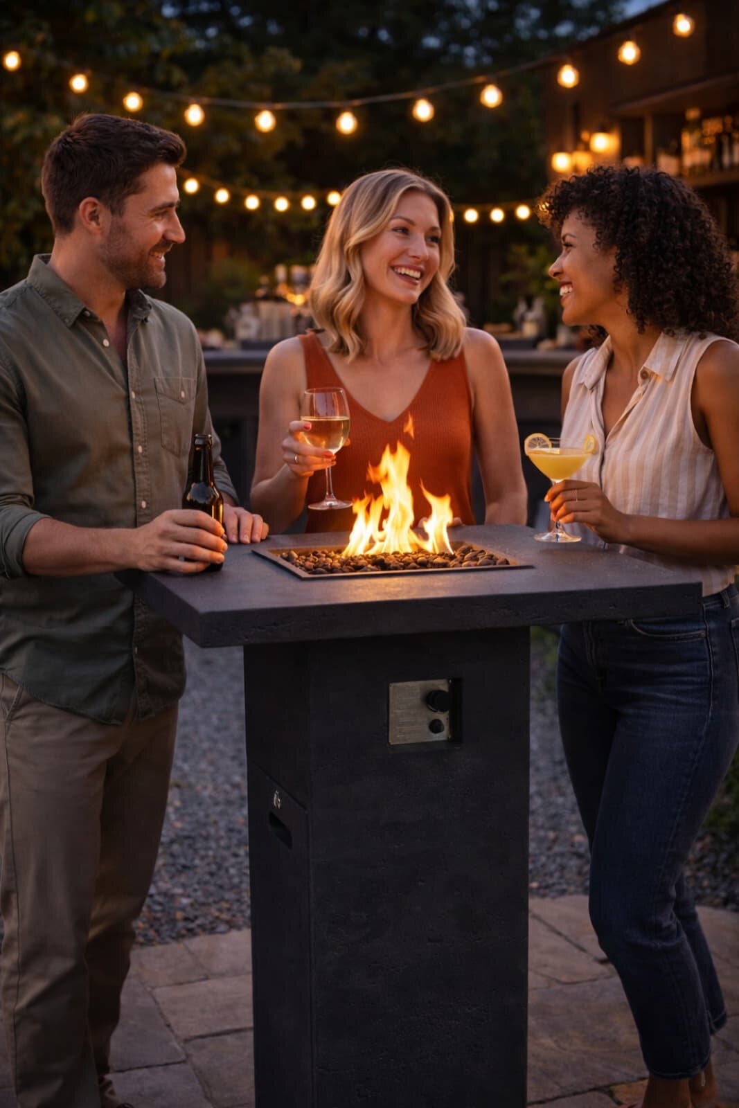 Gas- Feuerstelle Elementi Stehtisch Montreal, dunkelgrau