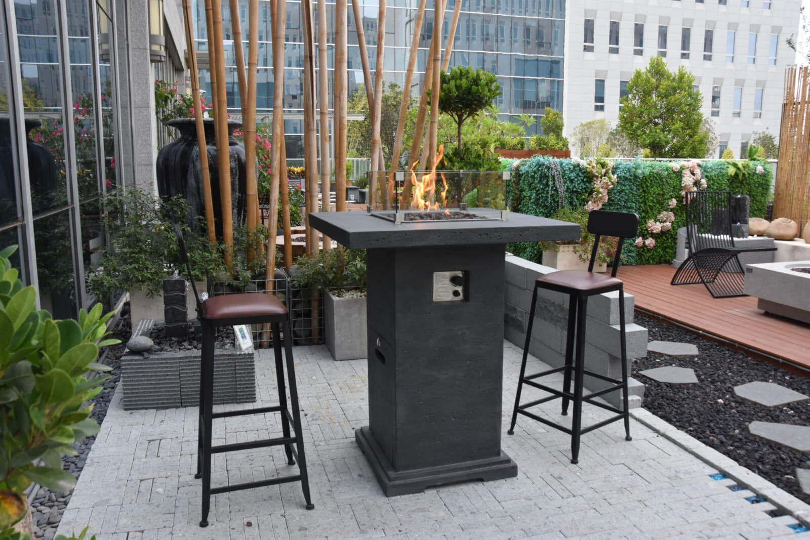 Gas- Feuerstelle Elementi Stehtisch Montreal, dunkelgrau