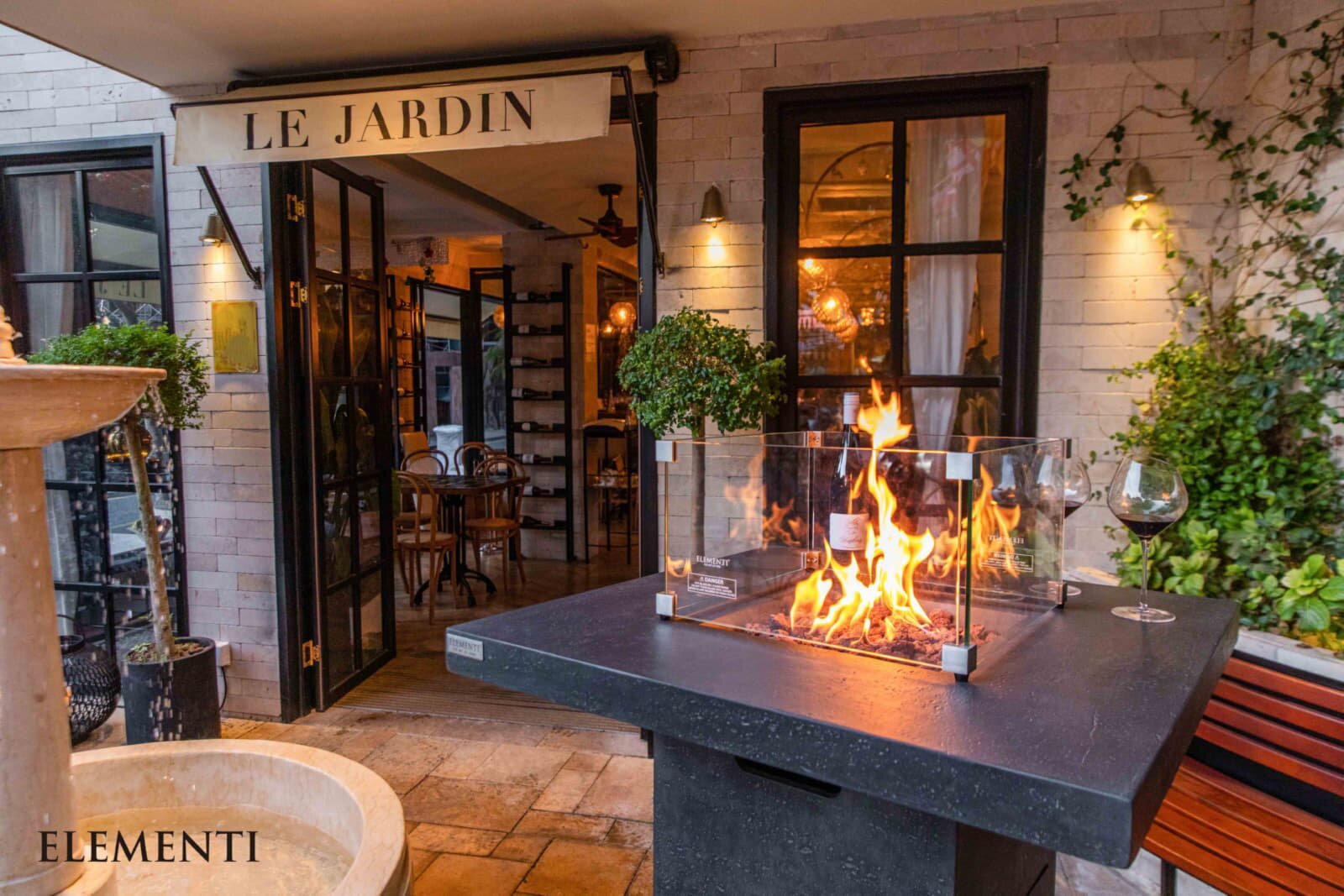 Gas- Feuerstelle Elementi Stehtisch Montreal, dunkelgrau